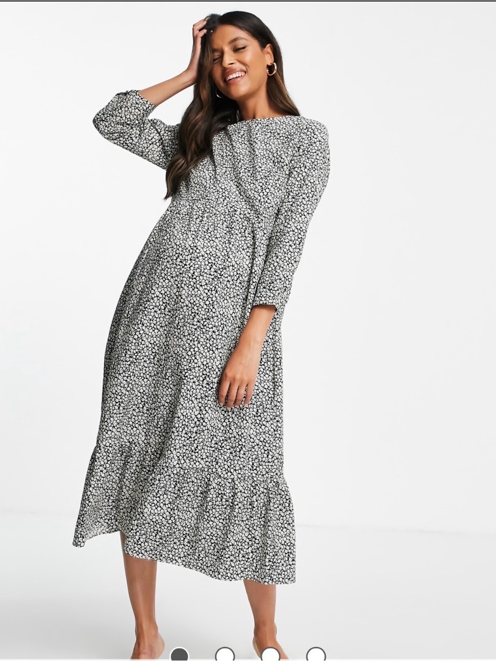NWOT Glamorous Maternity Daisy Print Midi Dress 10
